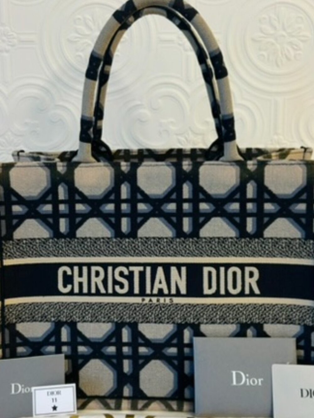 Dior Embroidered Jaquard Book Tote, Medium